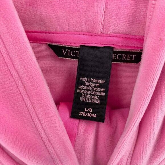 Victorias Secret L TRACKSUIT SET Full-zip Hoodie+jogger pant PINK VELOUR - Picture 12 of 16